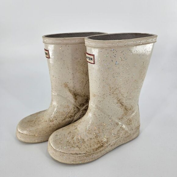 Hunter boots sparkle white 10 little girls 9 boys rain toddler - Picture 2 of 5